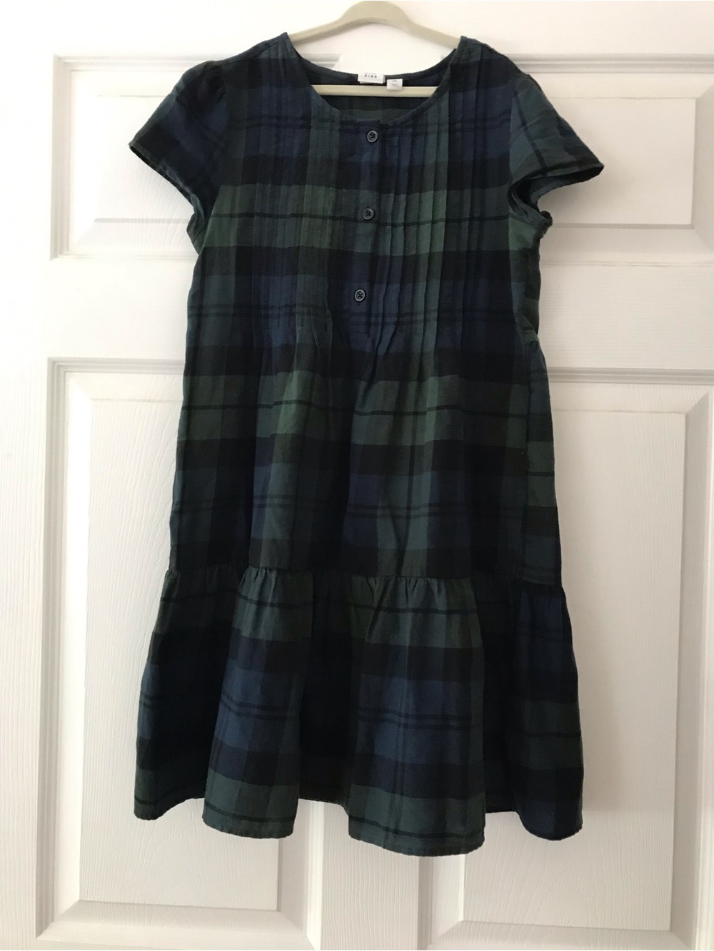 Gap Girls' Navy & Green Plaid Dress - Classic Summer Style